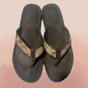 Coach Jolie Women's C Signature Brown Sandals, Size 11B